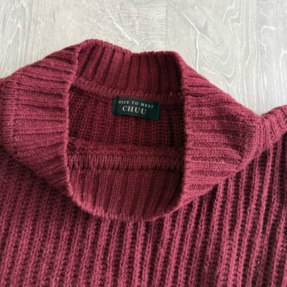 CHUU Women's Burgundy Sweater Cardigan